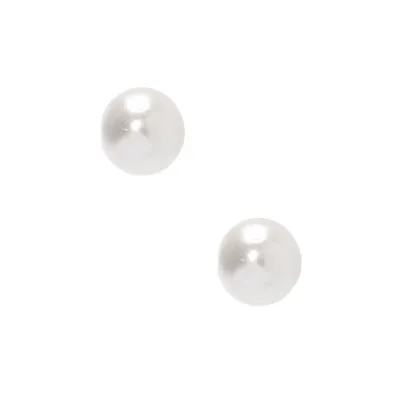 Sterling Silver 4MM Glass Pearl Stud Earrings