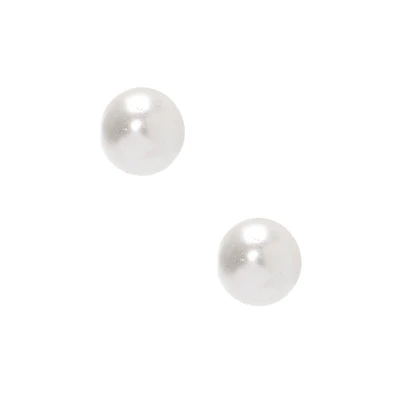 Sterling Silver 4MM Glass Pearl Stud Earrings