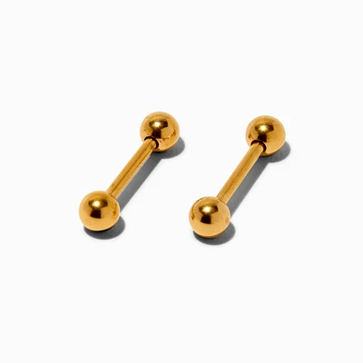 Gold-tone Titanium 14G Nipple Bars - 2 Pack