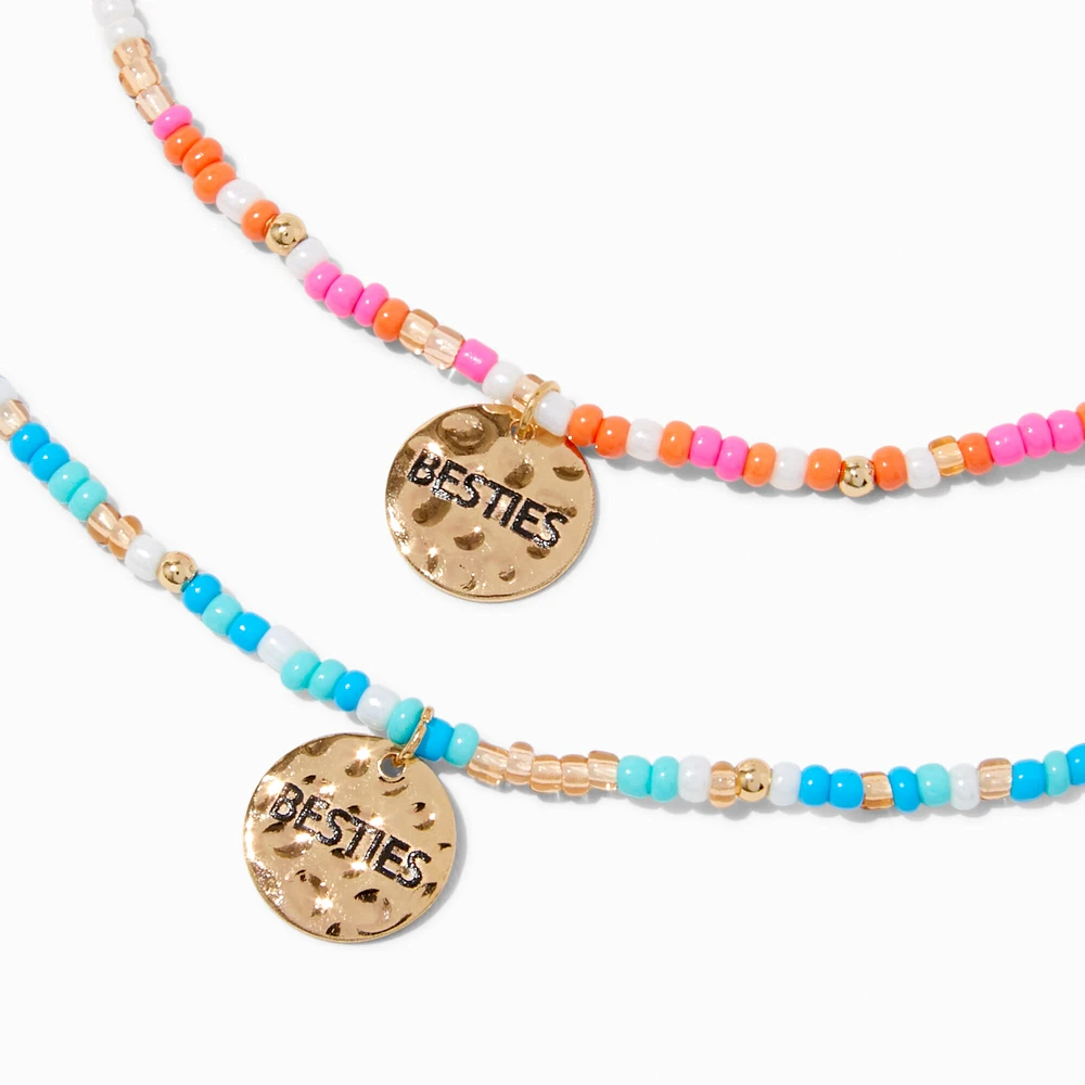 Best Friends Beaded Gold-tone Coin Pendant Necklaces - 2 Pack