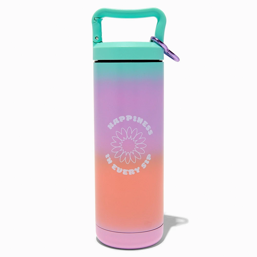 "Happiness In Every Sip" Ombre Stainless Steel Water Bottle