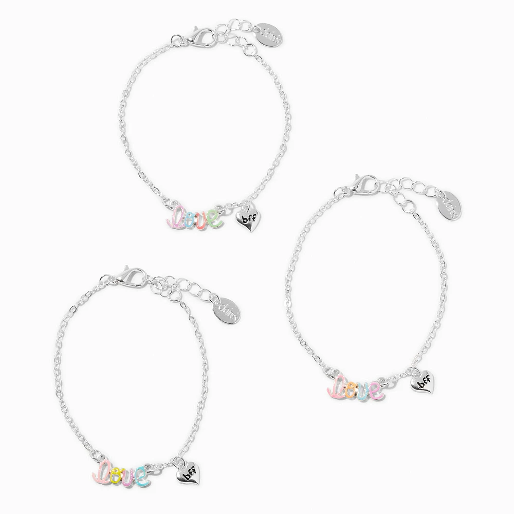 Best Friends Silver-tone Love Script Bracelets - 3 Pack