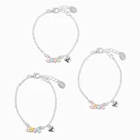 Best Friends Silver-tone Love Script Bracelets - 3 Pack