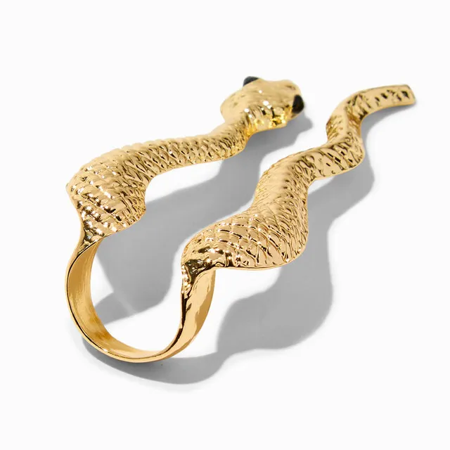 Gold Textured Snake Cuff Bracelet
