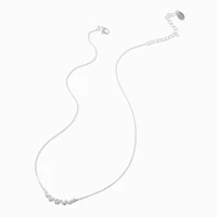 Silver-tone Cubic Zirconia Arch Pendant Necklace