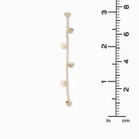 Gold-tone Heart Charm Linear 3" Drop Earrings