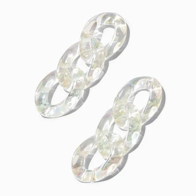 Clear Iridescent Chain Link 2" Drop Earrings