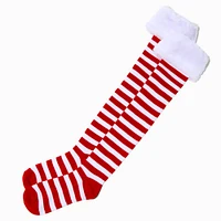 Red & White Striped Over The Knee Socks