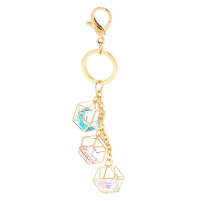 Geometric Crystal Gold-tone Keychain