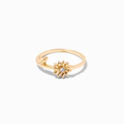 Gold Embellished Sunflower Midi Ring