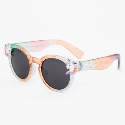 Claire's Club Rainbow Unicorn Glitter Mod Sunglasses