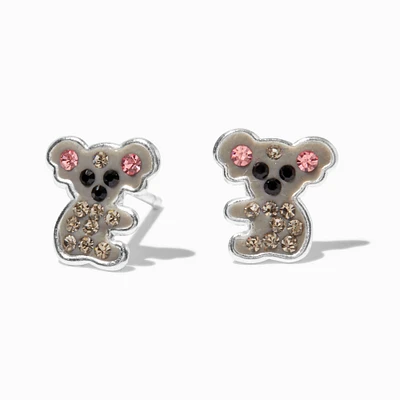 Sterling Silver Crystal Koala Stud Earrings