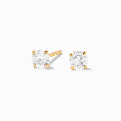 C LUXE by Claire's 18k Yellow Gold Titanium Cubic Zirconia 4MM Square Stud Earrings