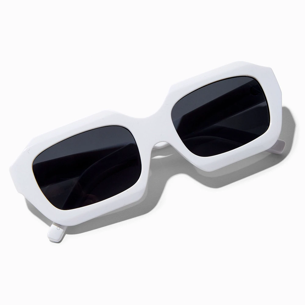 White Retro Geometric Sunglasses