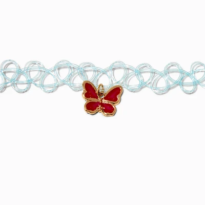 Butterfly Mood Pendant Tattoo Choker Necklace