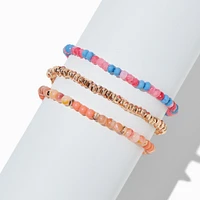 Blue & Pink Beaded Stretch Bracelets - 3 Pack