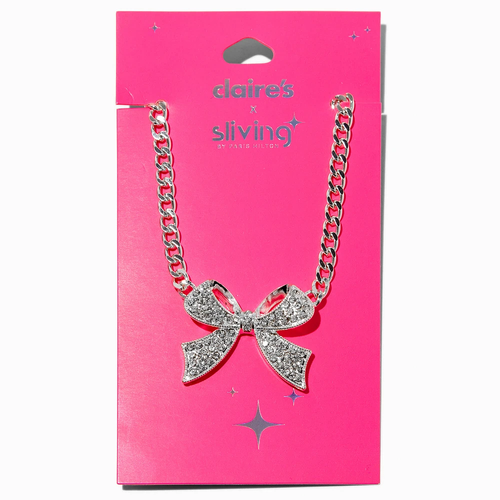 Claire's x Sliving by Paris Hilton Bow Curb Chain Necklace