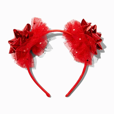 Red Christmas Gift Bow Headband