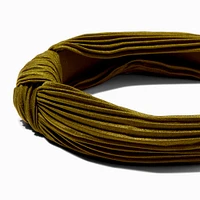 Olive Green Pleated Knotted Headband