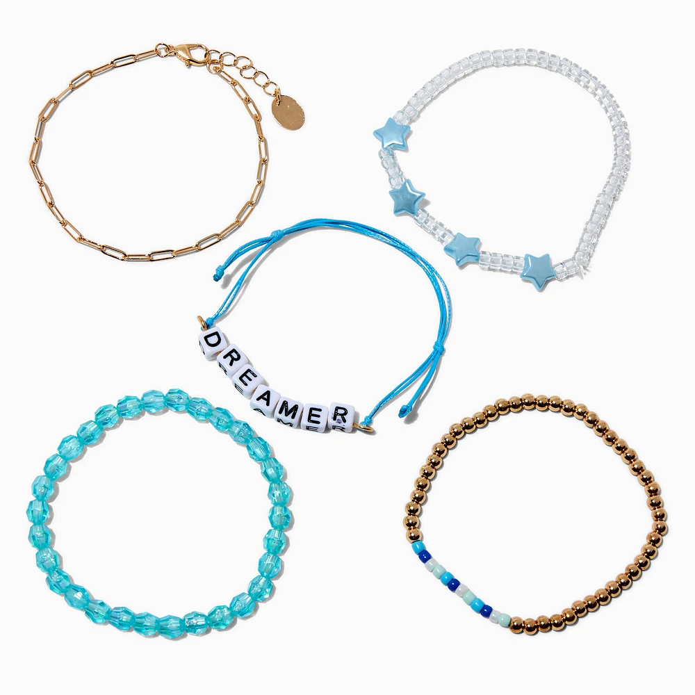 Blue ''Dreamer'' Beaded Bracelet Set - 5 Pack