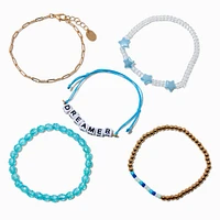 Blue ''Dreamer'' Beaded Bracelet Set - 5 Pack