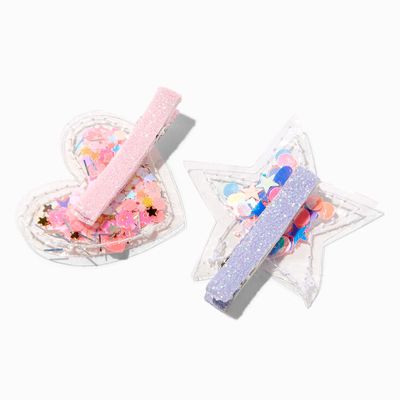 Claire's Club Shaker Heart & Star Hair Clips - 2 Pack
