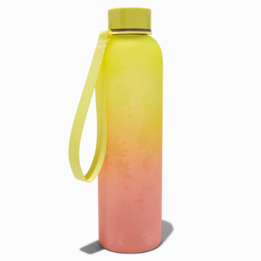 Yellow & Orange Ombré Floral Water Bottle