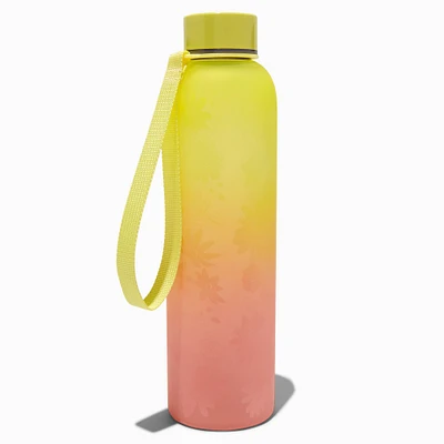 Yellow & Orange Ombré Floral Water Bottle