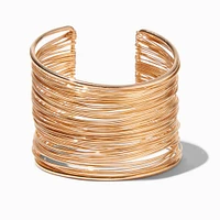 Gold-tone Wide Wire-Wrapped Cuff Bracelet
