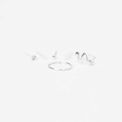 Sterling Silver Snake Mixed Nose Rings - 6 Pack