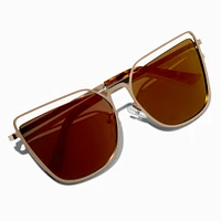 Gold-tone & Tortoiseshell Faded Lens Sunglasses