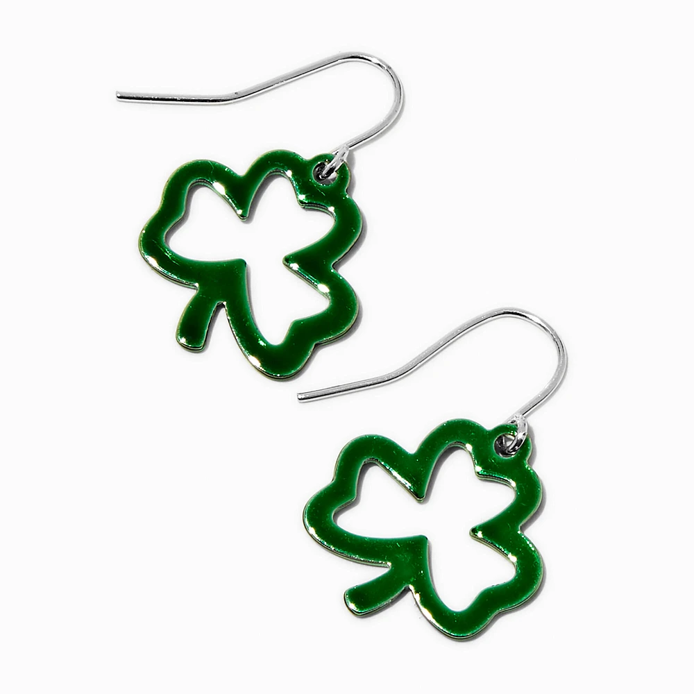 St. Patrick's Day Glitter Shamrock Cut-Out Drop Earrings