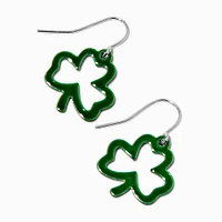 St. Patrick's Day Glitter Shamrock Cut-Out Drop Earrings