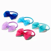 Claire's Club Jewel Tone Glitter Bow Hair Ties - 10 Pack