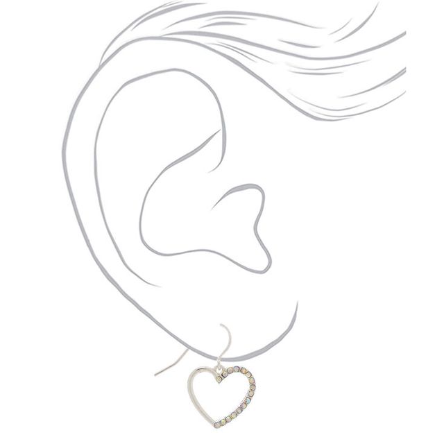 Silver 1 Embellished Crystal Heart Drop Earrings