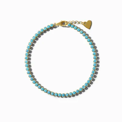 C LUXE by Claire's 18k Yellow Gold Plated Turquoise Tennis Bracelet
