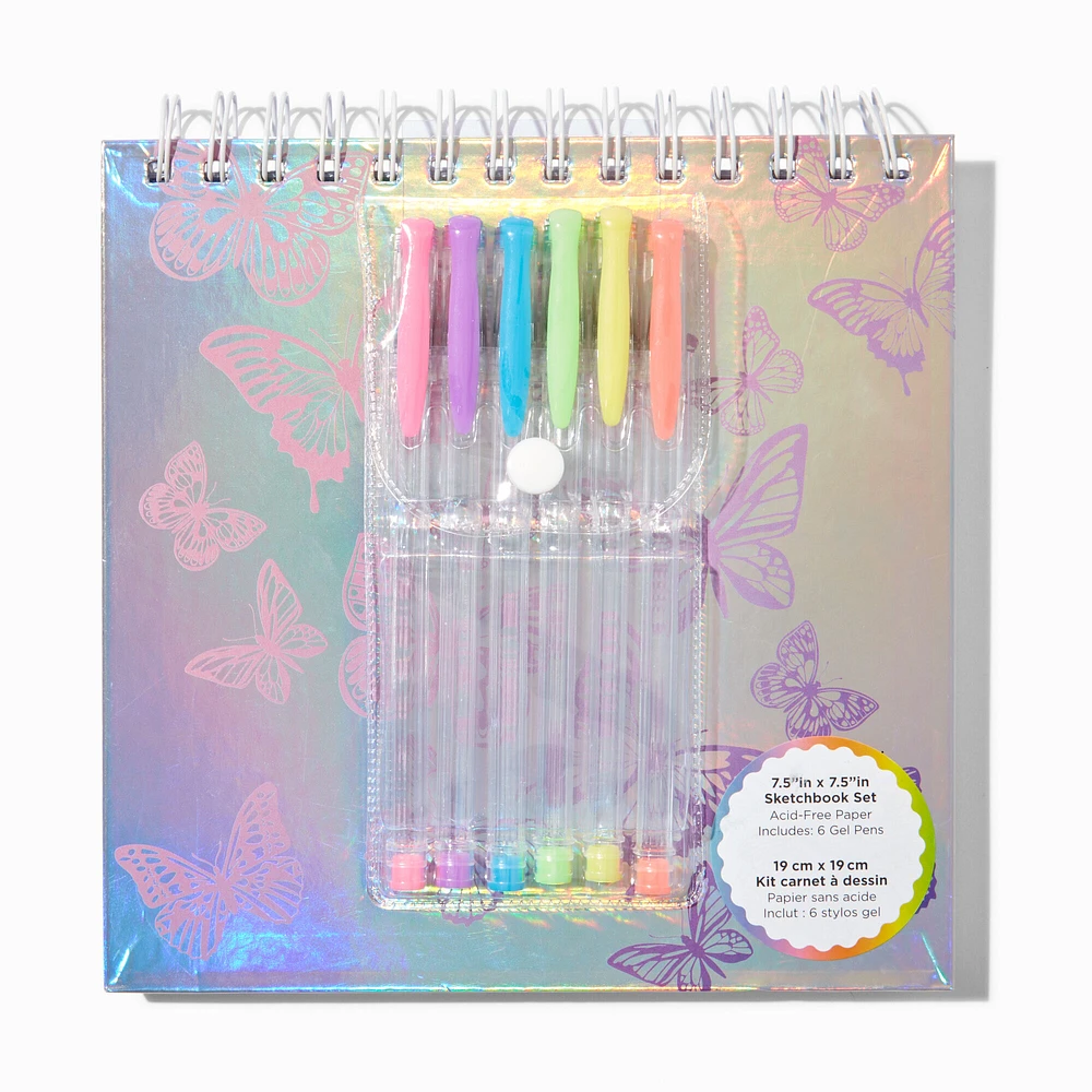 Holographic Butterfly Sketchbook & Gel Pen Set