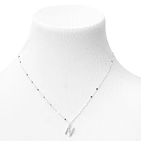 Silver Half Stone Initial Pendant Necklace - N