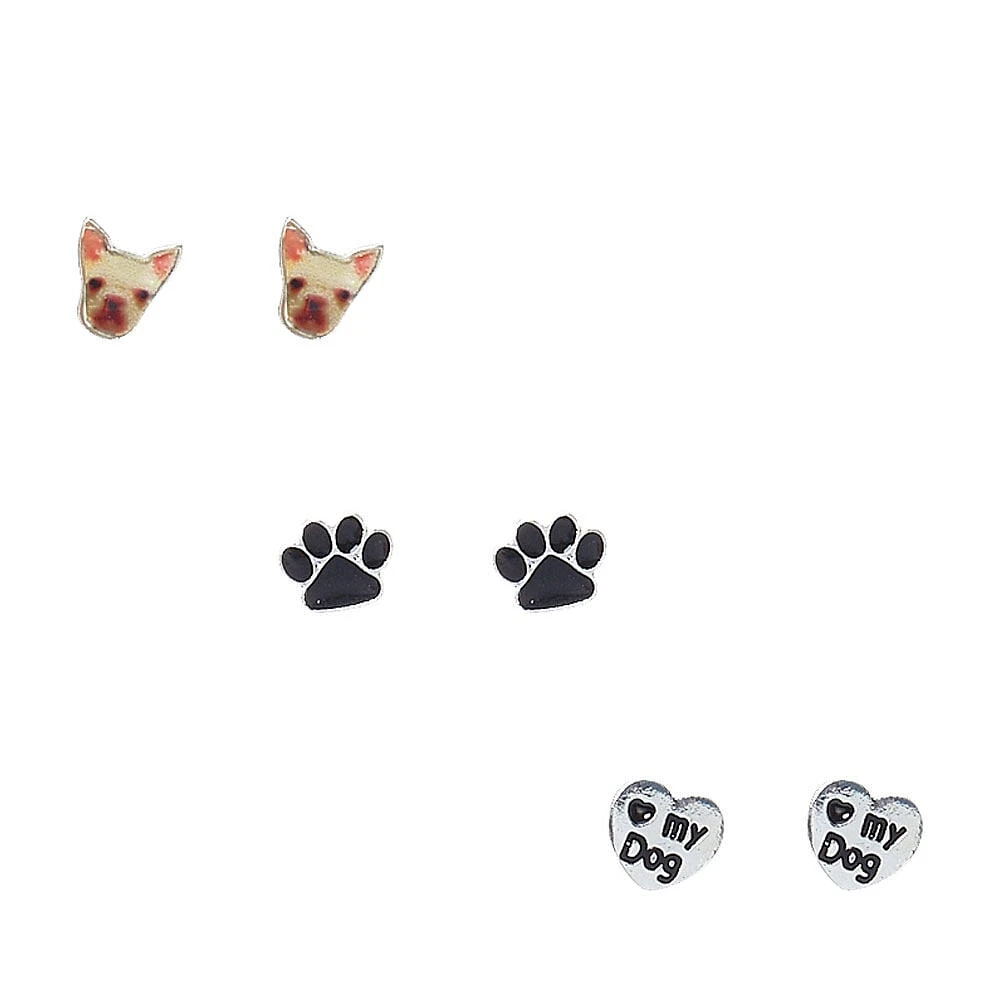 Love My Dog Stud Earrings - 3 Pack