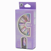 Purple Galaxy Long Almond Vegan Faux Nail Set - 24 Pack