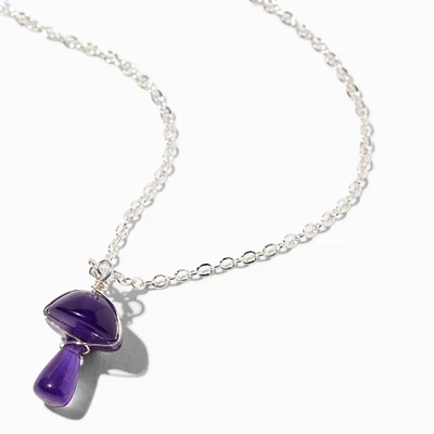 Purple Mushroom Pendant Necklace