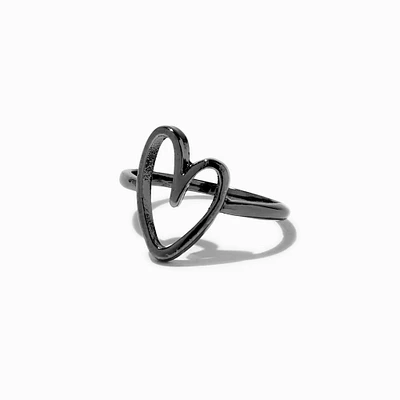 Hematite Open Heart Ring