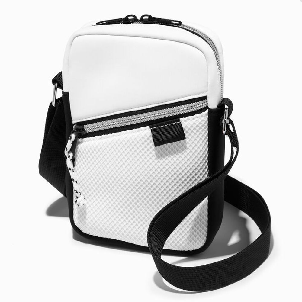 black neoprene crossbody bag