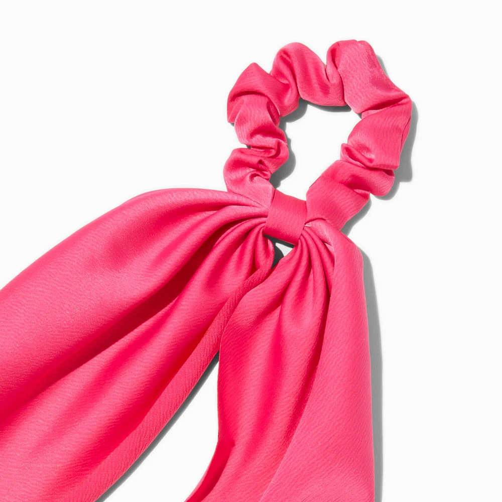 Hot Pink Satin Small Hair Scrunchie Scarf