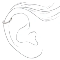 Silver-tone Stainless Steel 18G Embellished Tragus Hoop Earring