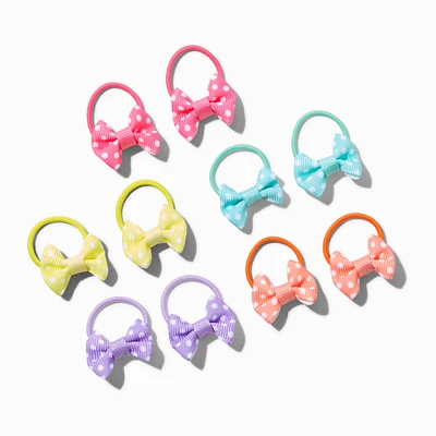 Claire's Club Rainbow Dot Bow Hair Ties - 10 Pack