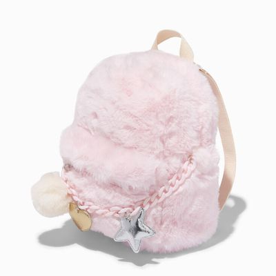 Furry Pink Chain Mini Backpack
