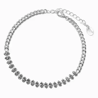 Silver Curb Chain with Crystals Anklet