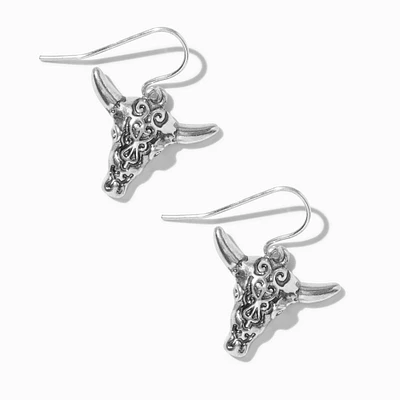 Silver-tone Longhorn Cowgirl Drop Earrings