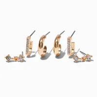 Embellished Gold-tone Earring Stackables Set - 3 Pack